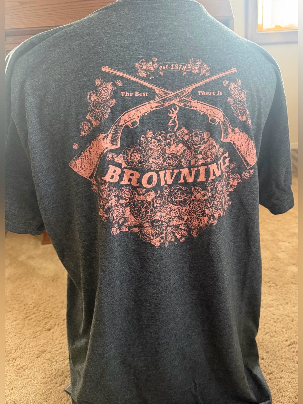 Gray & Pink Graphic Browning T-shirt